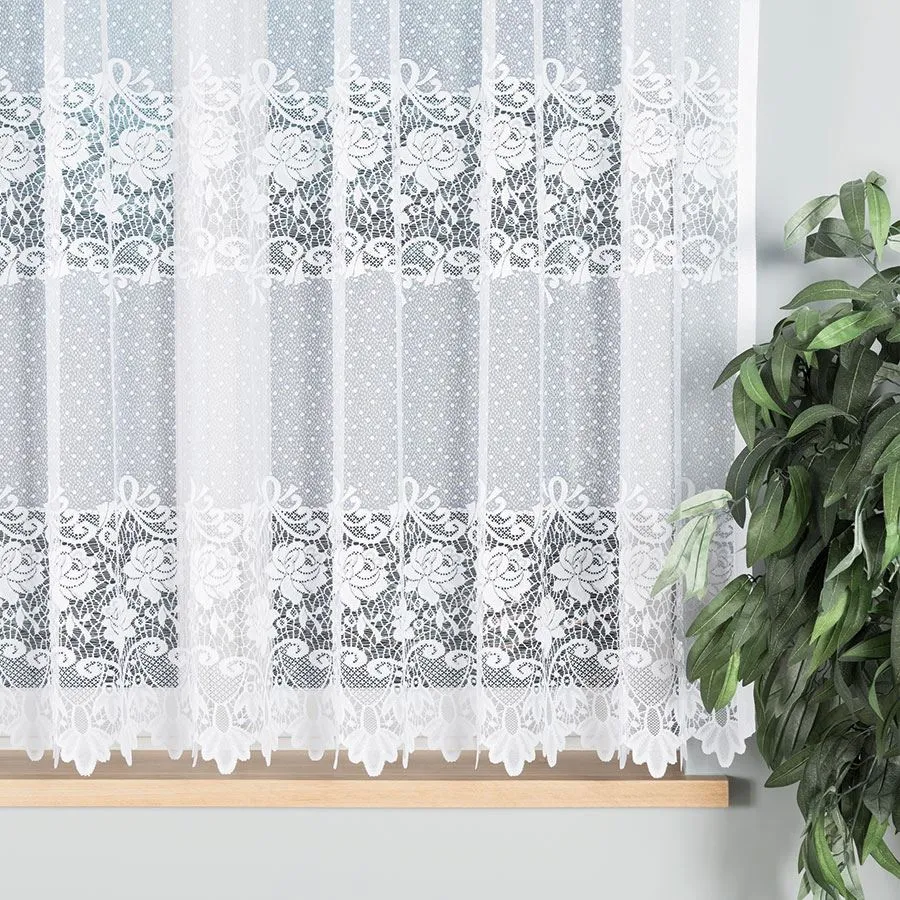 DEMETRIA Firanka żakardowa gotowa na prosto, szerokość 300 x wysokość 160cm, kolor 001 biały 017480