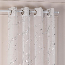 MARMA Firana gotowa na przelotkach z ołowianką, szerokość 140cm x wysokość 250cm, kolor 001 biały ze srebrnym zdobieniem