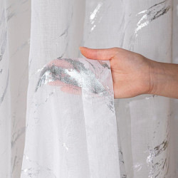 MARMA Firana gotowa na przelotkach z ołowianką, szerokość 140cm x wysokość 250cm, kolor 001 biały ze srebrnym zdobieniem