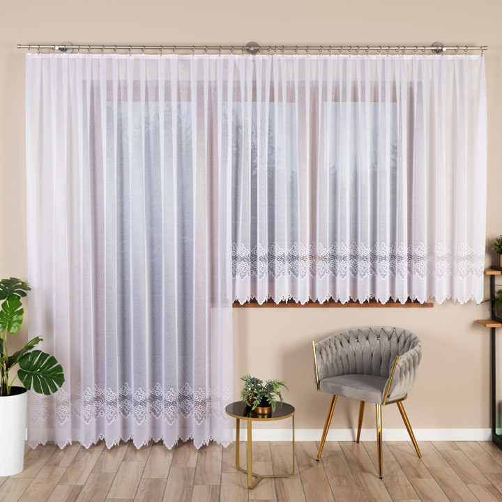 MODESTA Firanka żakardowa gotowa, szerokość 300 x wysokość 250cm, kolor 001 biały 017173