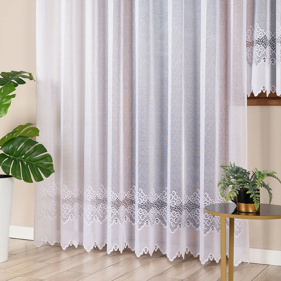 MODESTA Firanka żakardowa gotowa, szerokość 300 x wysokość 250cm, kolor 001 biały 017173