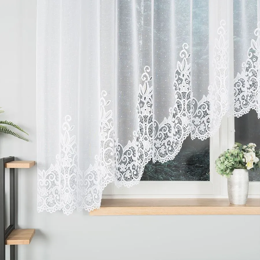 BERENIKA Firanka żakardowa gotowa, szerokość 400 x wysokość 160cm, kolor 001 biały 004304