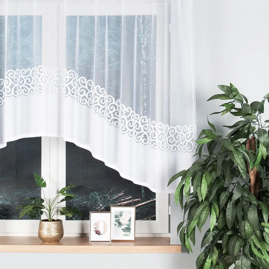 DANIELA Firanka żakardowa gotowa, szerokość 300 x wysokość 130cm, kolor 001 biały 017788