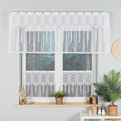 INARA Zazdrostka makramowa żakardowa gotowa, szerokość 180 x wysokość 75cm, kolor 001 biały 001470