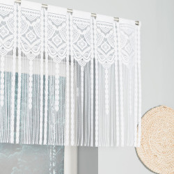 INARA Zazdrostka makramowa żakardowa gotowa, szerokość 180 x wysokość 75cm, kolor 001 biały 001470