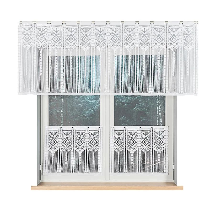 INARA Zazdrostka makramowa żakardowa gotowa, szerokość 180 x wysokość 75cm, kolor 001 biały 001470