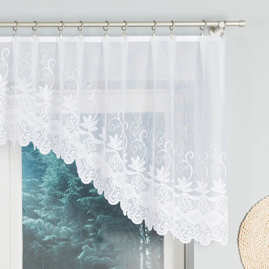 JOWITA Firanka żakardowa gotowa ze wzorem pasowym, szerokość 300 x wysokość 80cm, kolor 001 biały 018960