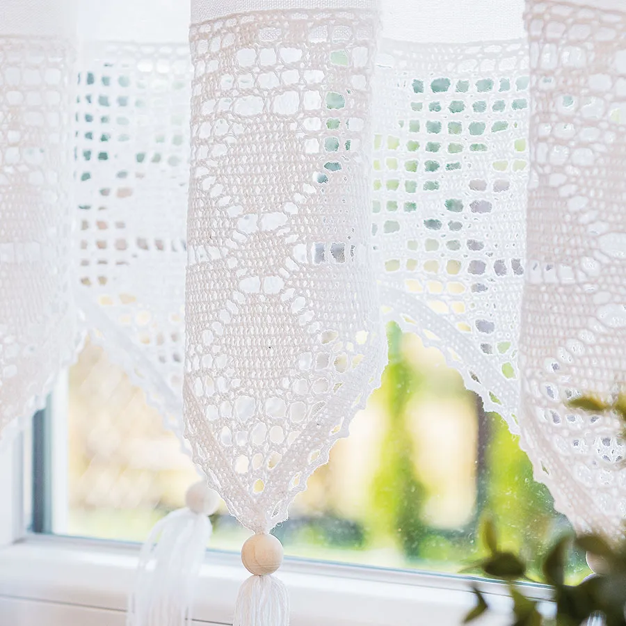 RACHELA Zazdrostka gotowa z ażurem, szerokość 100 x wysokość 75cm, kolor 001 biały 912432