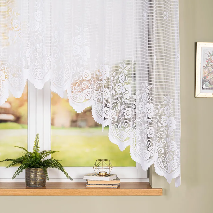 SARA Firanka żakardowa gotowa, szerokość 300 x wysokość 160cm, kolor 001 biały 044330