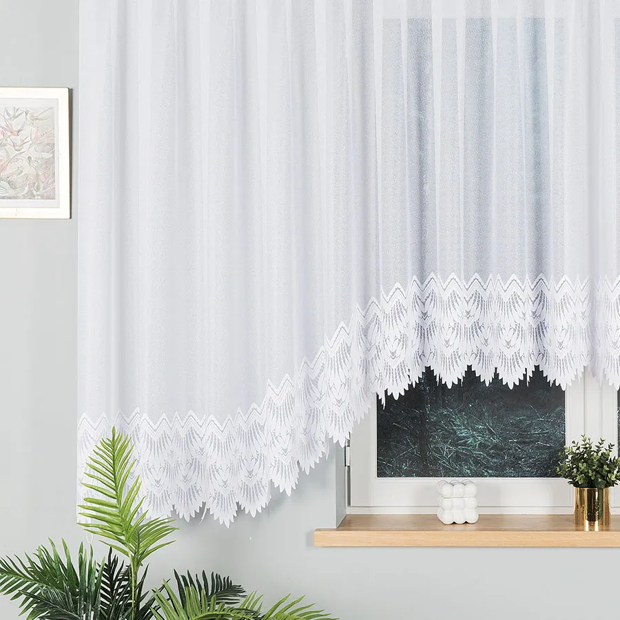 FELICJA Firanka żakardowa gotowa ze wzorem na samym dole, szerokość 600 x wysokość 160cm, kolor 001 biały 018989