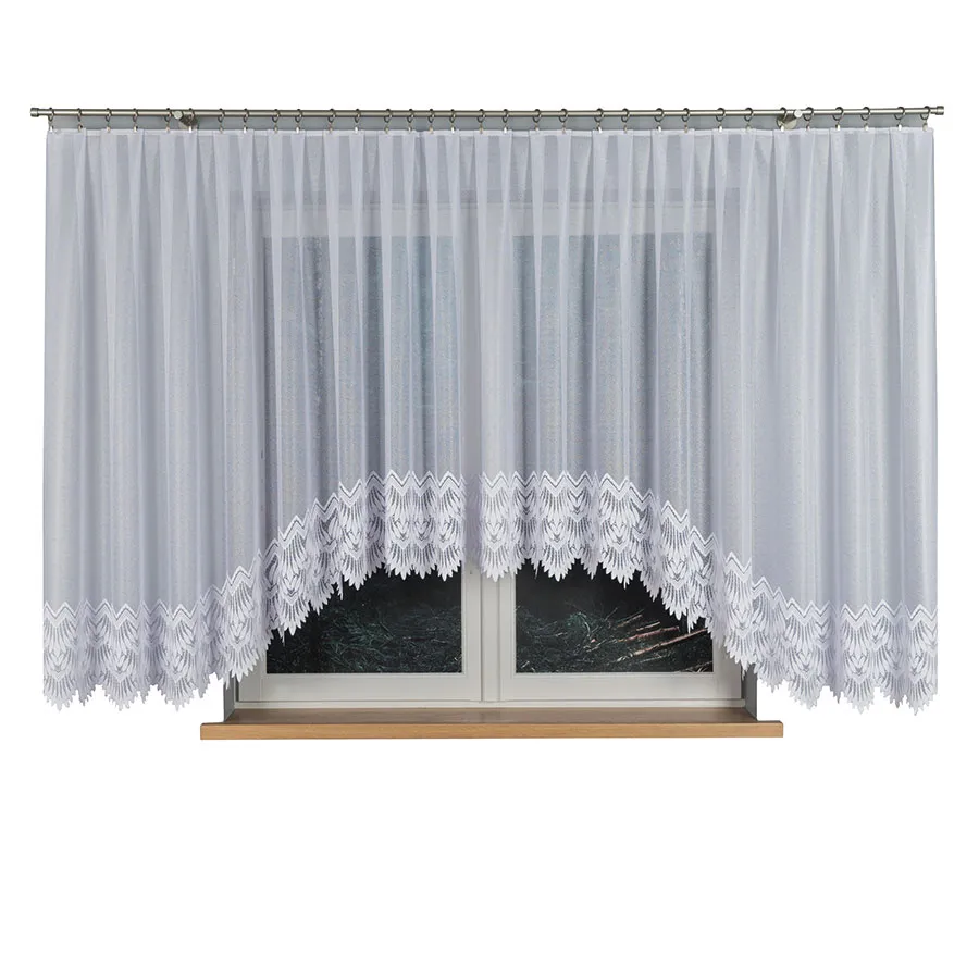 FELICJA Firanka żakardowa gotowa ze wzorem na samym dole, szerokość 600 x wysokość 160cm, kolor 001 biały 018989