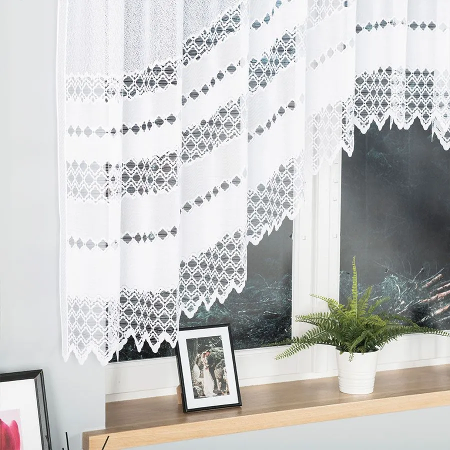 FILOMENA Firanka żakardowa gotowa, szerokość 350 x wysokość 140cm, kolor 001 biały 018669