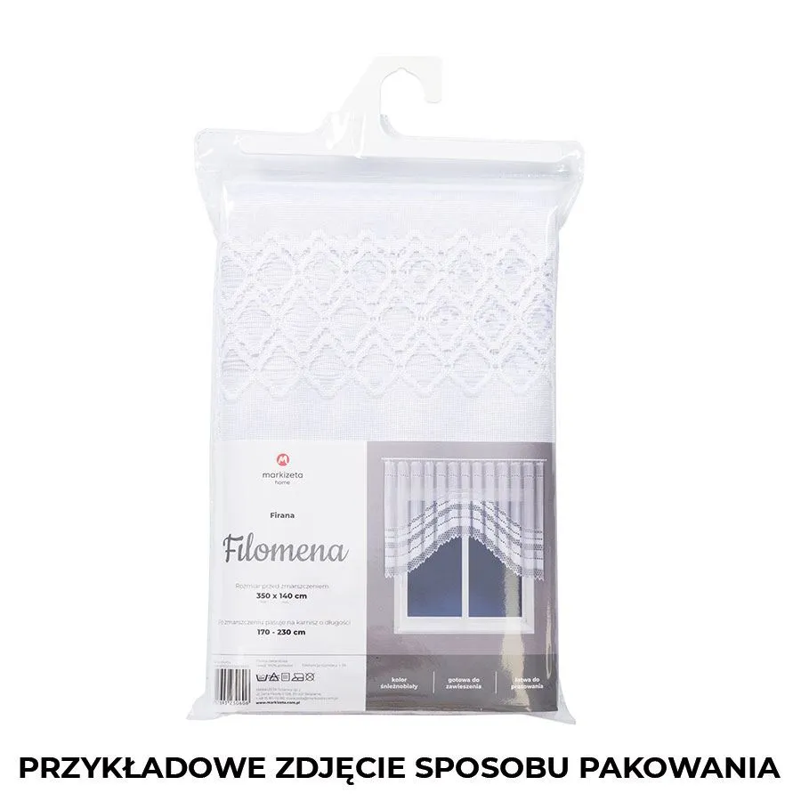 FILOMENA Firanka żakardowa gotowa, szerokość 350 x wysokość 140cm, kolor 001 biały 018669