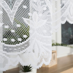 FLORENTYNA Firanka żakardowa gotowa, szerokość 330 x wysokość 140cm, kolor 001 biały 004421 FLORENTYNA Firanka żakardowa gotowa, szerokość 330 x wysokość 140cm, kolor 001 biały 004421
