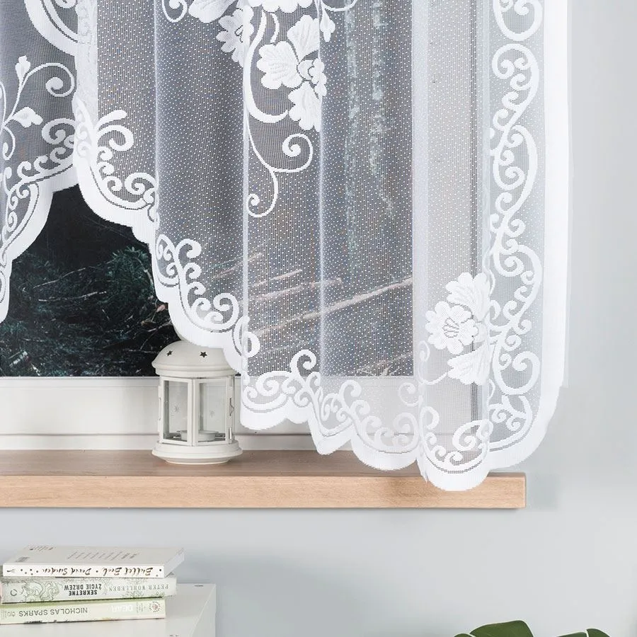 FUKSJA Firanka żakardowa gotowa, szerokość 320 x wysokość 160cm, kolor 001 biały 007735