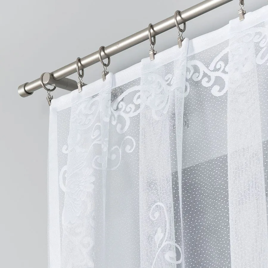 FUKSJA Firanka żakardowa gotowa, szerokość 320 x wysokość 160cm, kolor 001 biały 007735