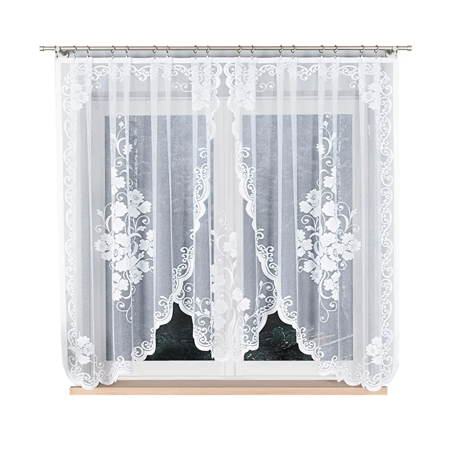 FUKSJA Firanka żakardowa gotowa, szerokość 320 x wysokość 160cm, kolor 001 biały 007735