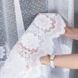 OKSANA Firanka żakardowa gotowa, szerokość 300 x wysokość 160cm, kolor 001 biały 049360