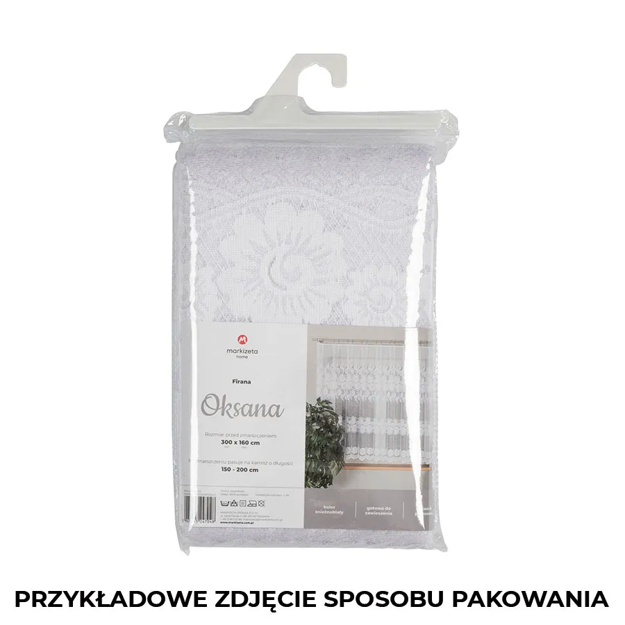 OKSANA Firanka żakardowa gotowa, szerokość 300 x wysokość 160cm, kolor 001 biały 049360