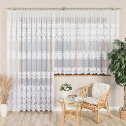 OKSANA Firanka żakardowa gotowa, szerokość 300 x wysokość 250cm, kolor 001 biały 049360
