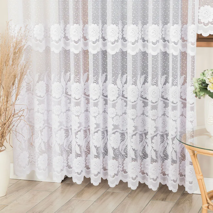 OKSANA Firanka żakardowa gotowa, szerokość 300 x wysokość 250cm, kolor 001 biały 049360