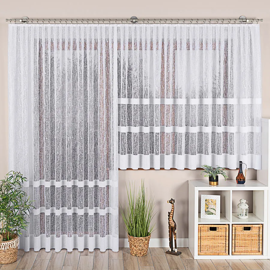 WIKTORIA Firanka żakardowa gotowa na prosto, szerokość 300 x wysokość 250cm, kolor 001 biały 018352