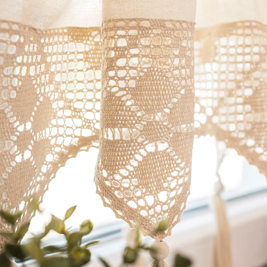 RACHELA Zazdrostka gotowa z ażurem, szerokość 200 x wysokość 75cm, kolor 012 kremowy 912432