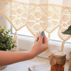 RACHELA Zazdrostka gotowa z ażurem, szerokość 200 x wysokość 75cm, kolor 012 kremowy 912432