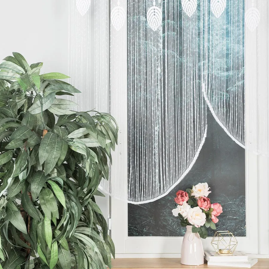 RANI Makrama żakardowa gotowa, szerokość 60 x wysokość 120cm, kolor 001 biały 001474