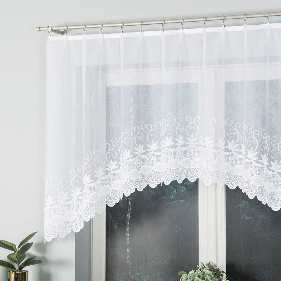 JOWITA Firanka żakardowa gotowa za wzorem pasowym, szerokość 250 x wysokość 120cm, kolor 001 biały 018960