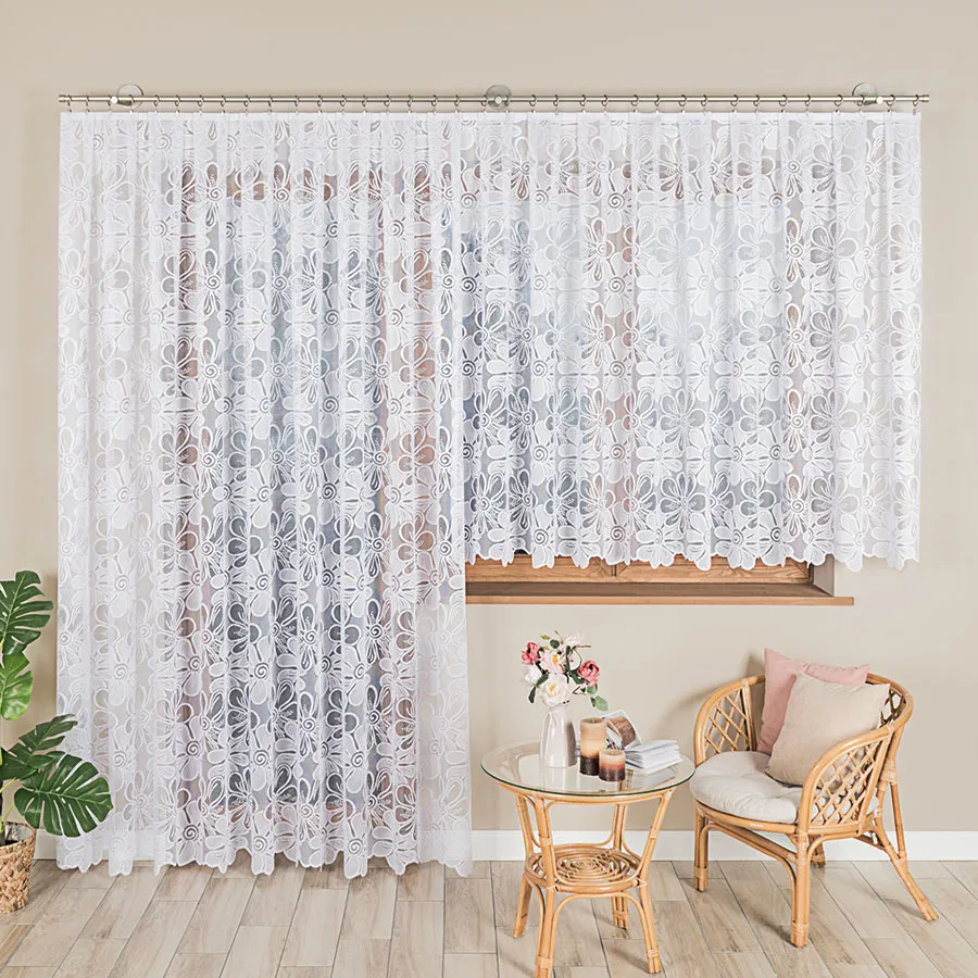 PATRYCJA Firanka żakardowa gotowa, szerokość 300 x wysokość 250cm, kolor 001 biały 049516