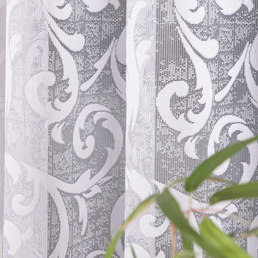 LEOKADIA Firanka żakardowa gotowa, szerokość 350 x wysokość 135cm, kolor 001 biały 023034