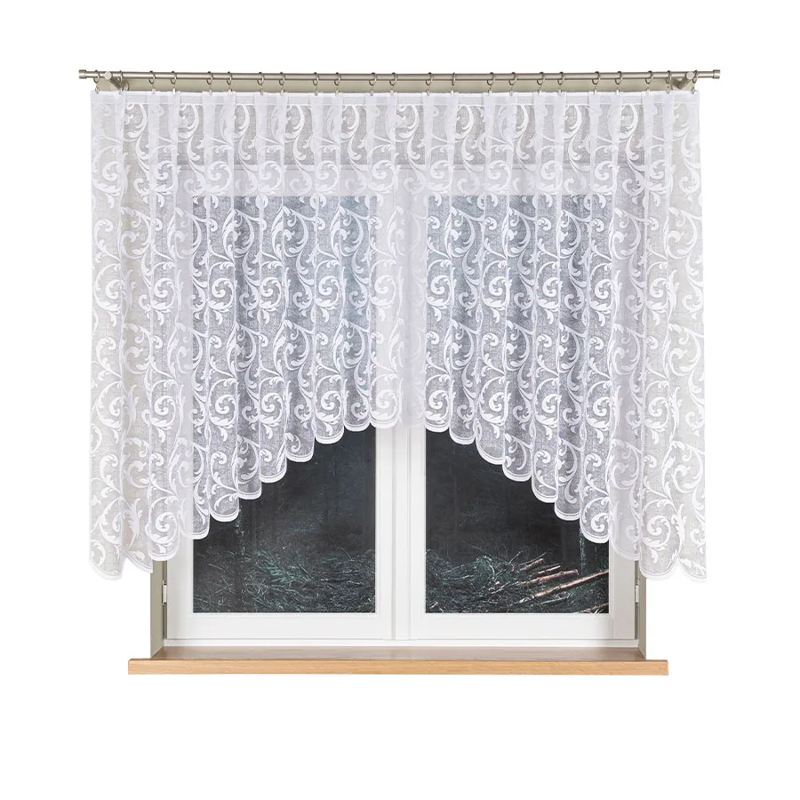 LEOKADIA Firanka żakardowa gotowa, szerokość 350 x wysokość 135cm, kolor 001 biały 023034
