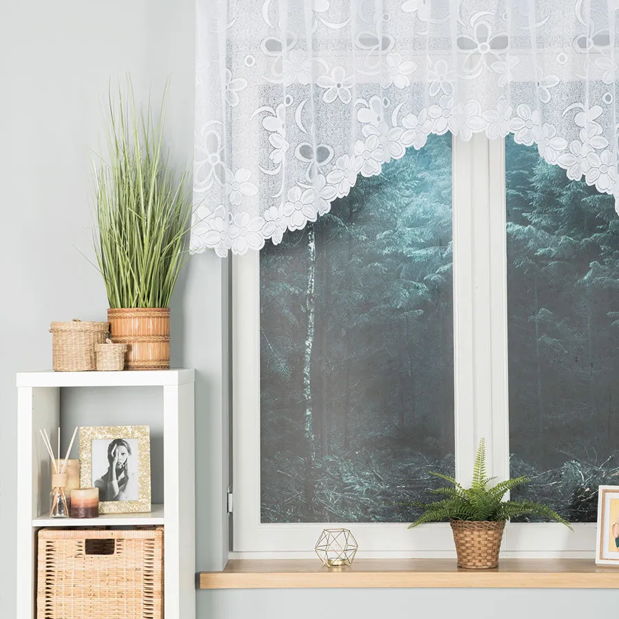 RENATA Firanka żakardowa gotowa, szerokość 250 x wysokość 80cm, kolor 001 biały 049885