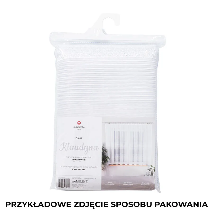 KLAUDYNA Firanka żakardowa gotowa, szerokość 200 x wysokość 250cm, kolor 001 biały 018970