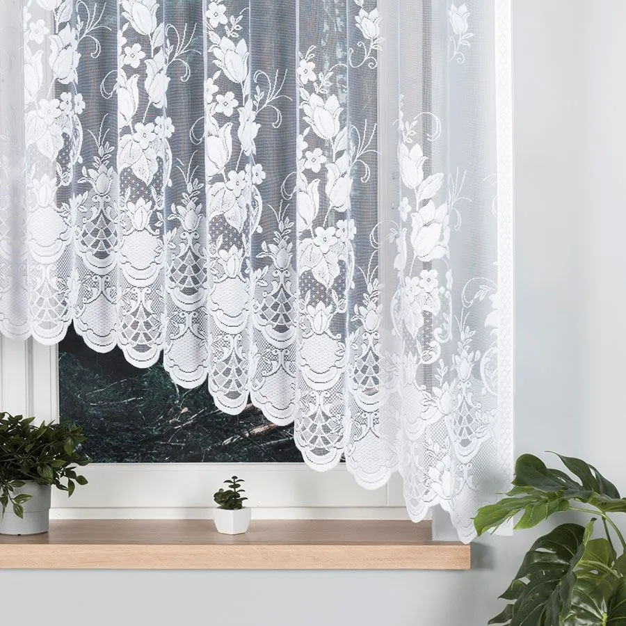 EDYTA Firanka żakardowa gotowa, szerokość 300 x wysokość 160cm, kolor 001 biały 007052