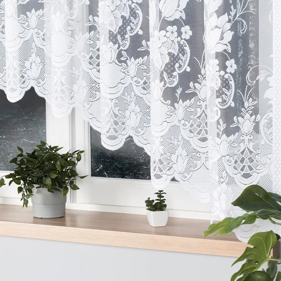 EDYTA Firanka żakardowa gotowa, szerokość 300 x wysokość 160cm, kolor 001 biały 007052