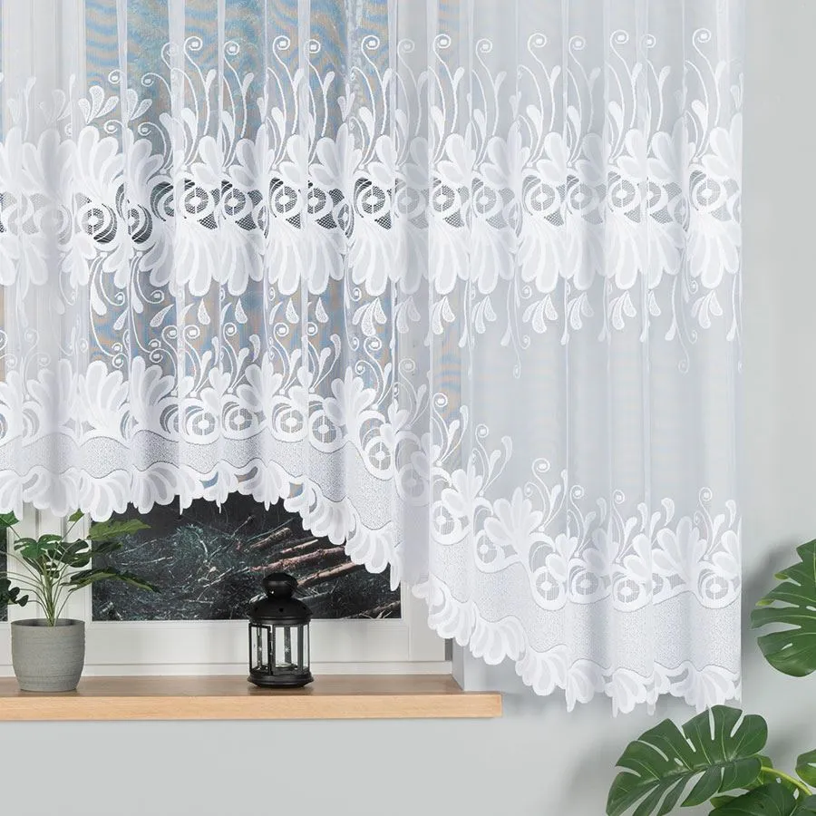 KASJANA Firanka żakardowa gotowa, szerokość 540 x wysokość 160cm, kolor 001 biały 007003