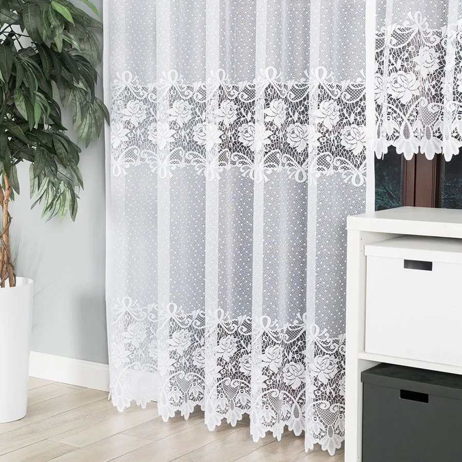 DEMETRIA Firanka żakardowa gotowa na prosto, szerokość 200 x wysokość 250cm, kolor 001 biały 017480