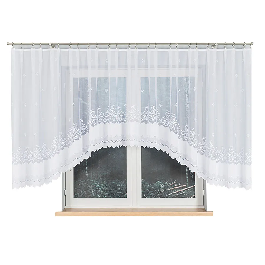 GENOWEFA Firanka żakardowa gotowa, szerokość 450 x wysokość 140cm, kolor 001 biały 023419