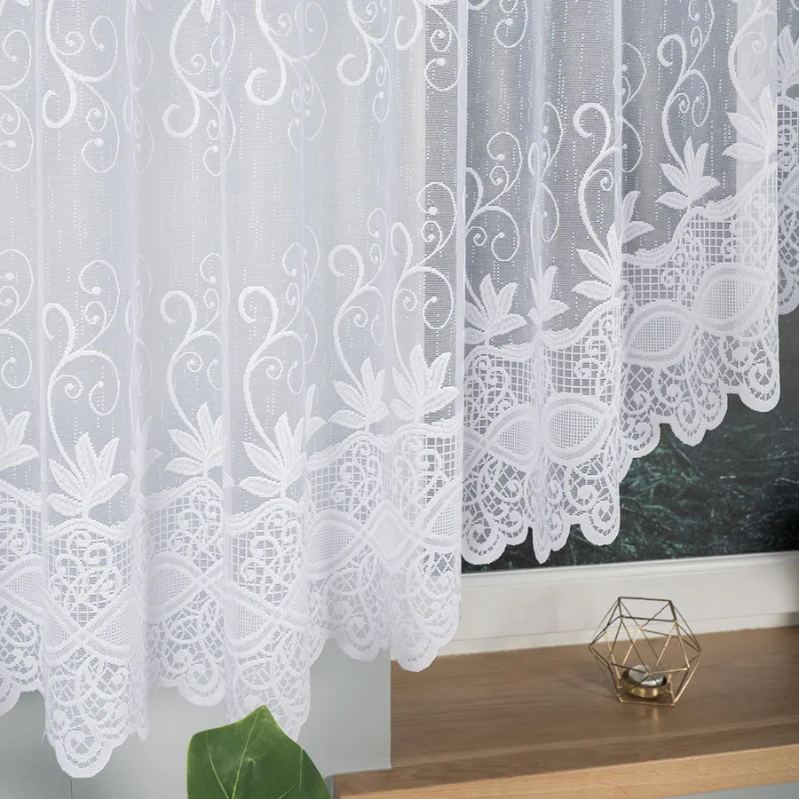 JOWITA Firanka żakardowa gotowa ze wzorem pasowym, szerokość 500 x wysokość 150cm, kolor 001 biały 018960