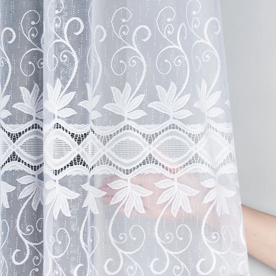 JOWITA Firanka żakardowa gotowa ze wzorem pasowym, szerokość 500 x wysokość 150cm, kolor 001 biały 018960