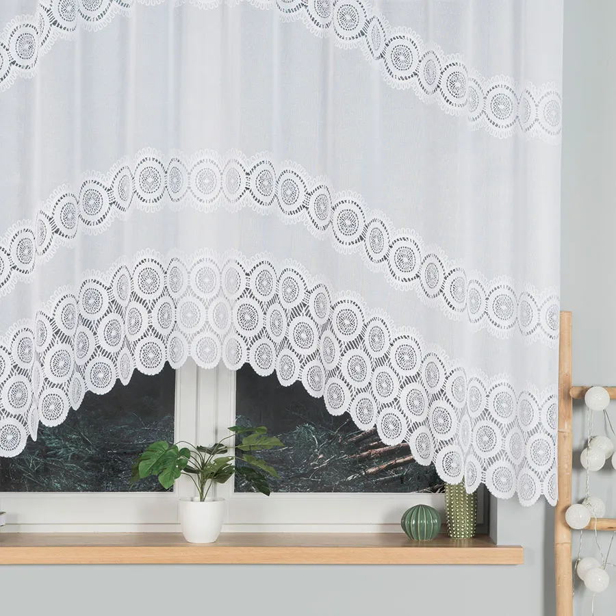 MARIA Firanka żakardowa gotowa ze wzorem pasowym, szerokość 250 x wysokość 160cm, kolor 001 biały 107835