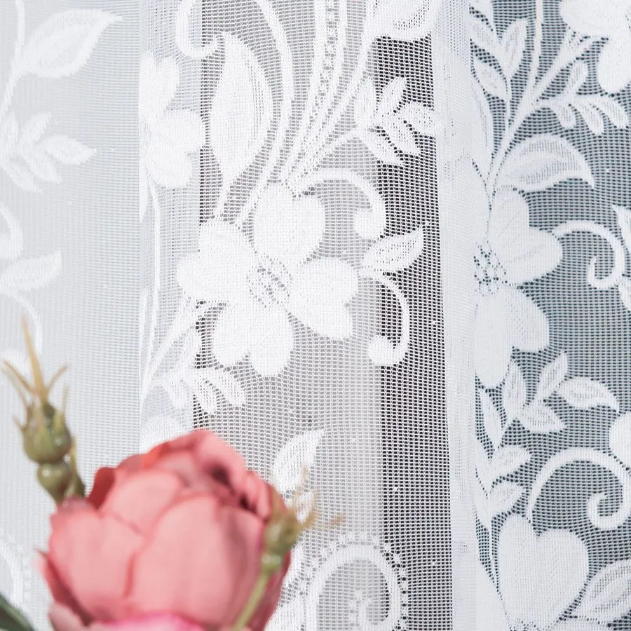 LUDWIKA Firanka żakardowa gotowa, szerokość 310 x wysokość 160cm, kolor 001 biały 023092