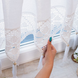 RACHELA Zazdrostka gotowa z ażurem, szerokość 200 x wysokość 75cm, kolor 001 biały 912432