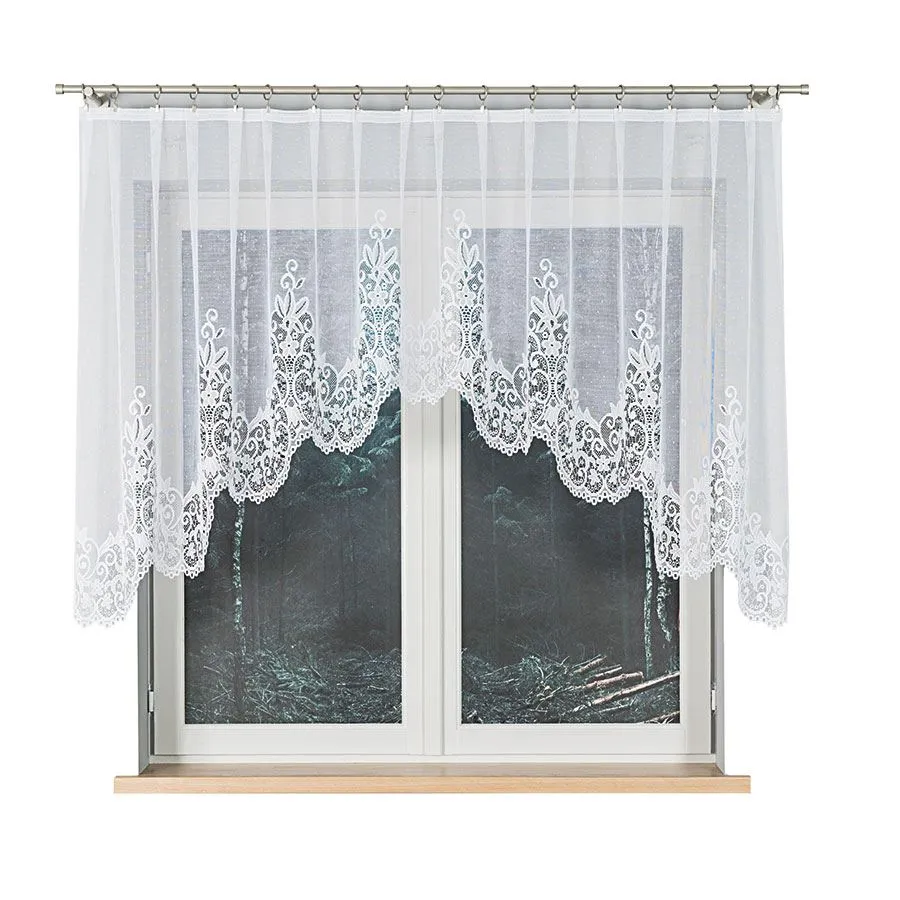 BERENIKA Firanka żakardowa gotowa, szerokość 330 x wysokość 120cm, kolor 001 biały 004304