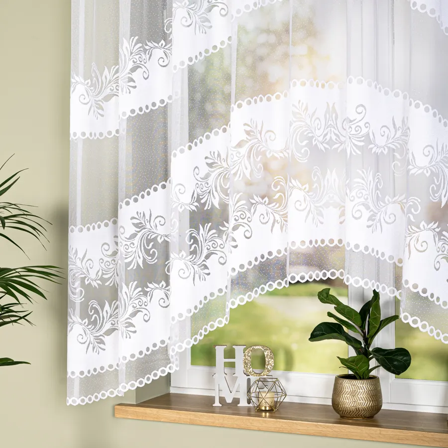 SŁAWOMIRA Firanka żakardowa gotowa, szerokość 300 x wysokość 160cm, kolor 001 biały 018074