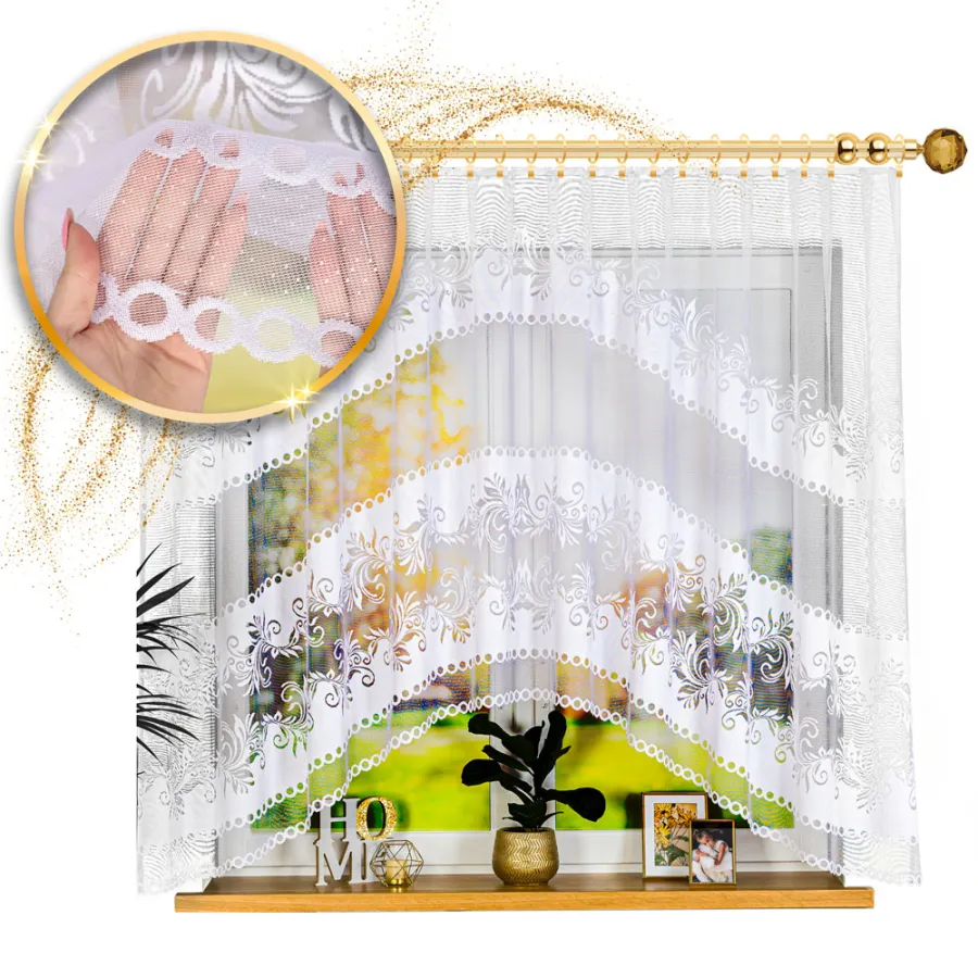 SŁAWOMIRA Firanka żakardowa gotowa, szerokość 300 x wysokość 160cm, kolor 001 biały 018074