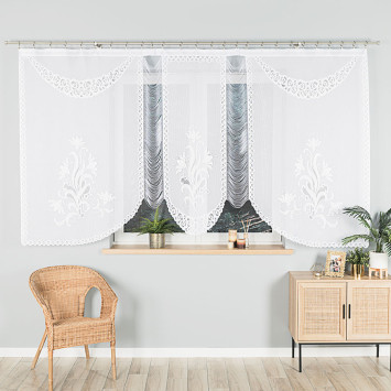 BOGNA Firanka żakardowa gotowa, szerokość 300 x wysokość 160 cm, kolor 001 biały 018867