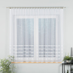 HALINA Firanka żakardowa gotowa, szerokość 300 x wysokość 160cm, kolor 003 biały ze srebrnym lurexem 000383